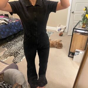 We The Free Black Denim Coveralls with Zipper